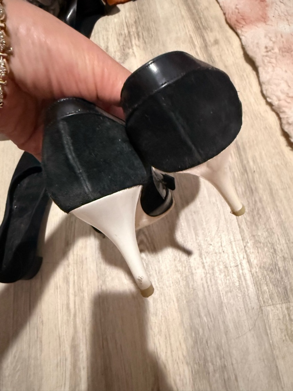 CHANEL Black Leather & Suede Mary Jane Flats with Patent Strap - Picture 2 of 4